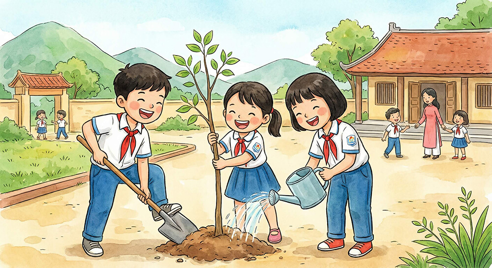 Trồng cây tại trường hoc